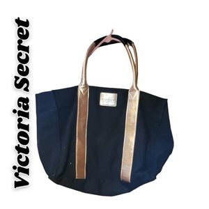 New Victoria Secret Extra Large Tote, Black with Gold trim and Gold hand…